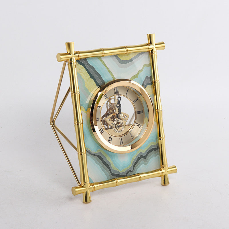 European Style Living Room Bedroom Desktop Electronic Silent Metal Clock And Watch Model Room Soft-Covered Clock Accessories