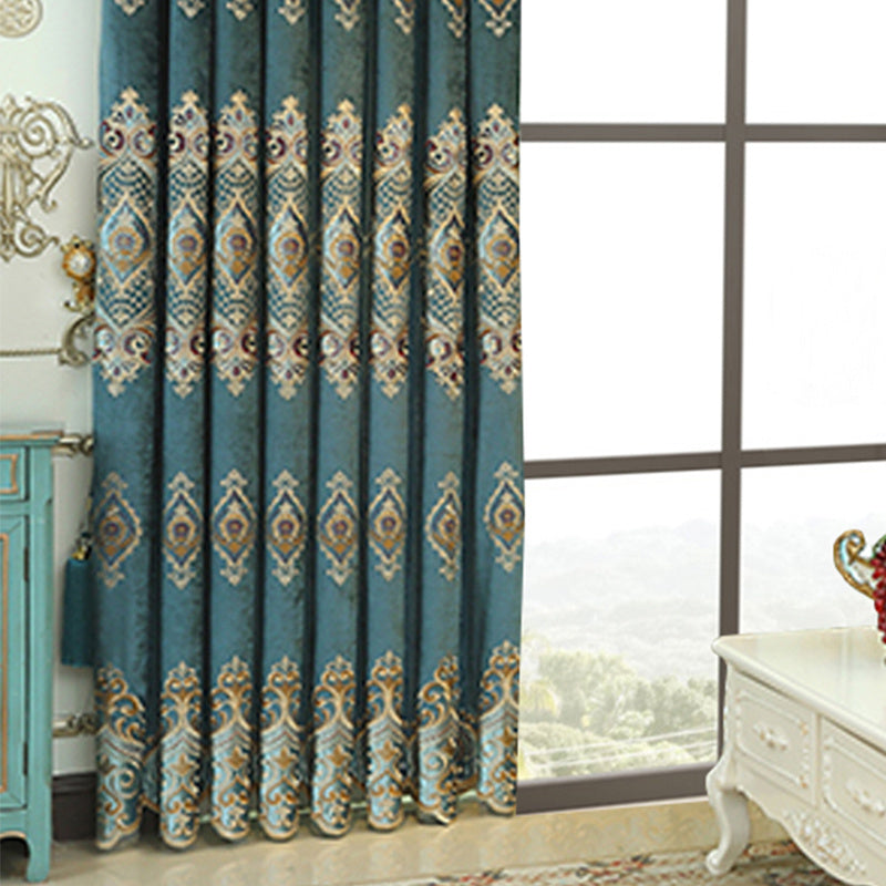 Luxury Elegant High-end Embroidered Curtains, Blackout Living Room Bedroom Villa, Velvet Curtains, Finished 2-piece