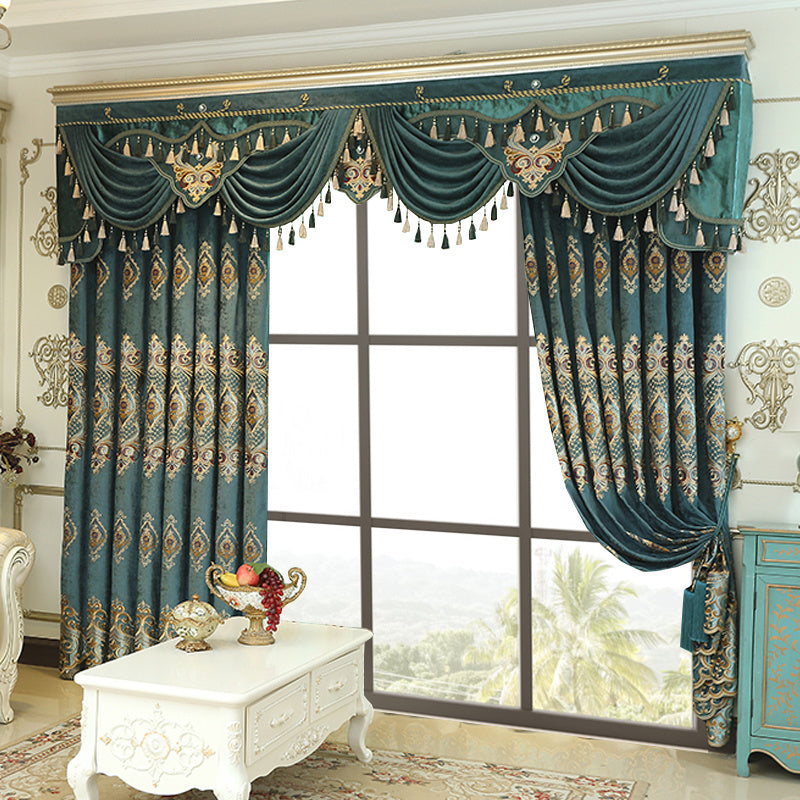 Luxury Elegant High-end Embroidered Curtains, Blackout Living Room Bedroom Villa, Velvet Curtains, Finished 2-piece