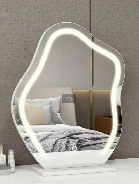Large Makeup Mirror Cloud Shape Vanity Mirror 3 Colors LED Lights 220V